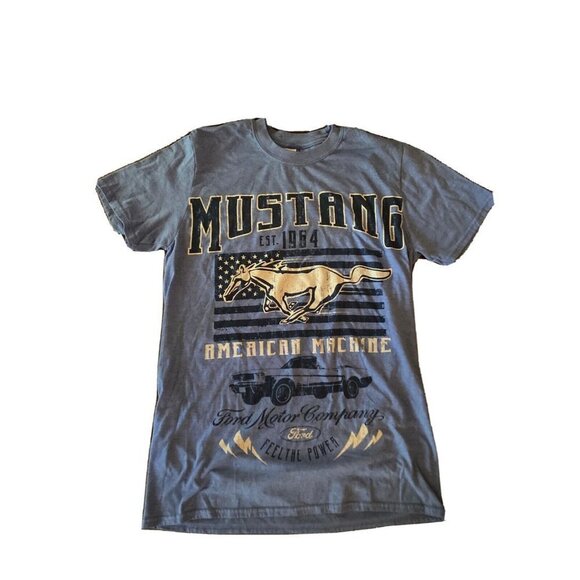 Ford Mustang American Machine T Shirt Size Medium Blue - Picture 1 of 6
